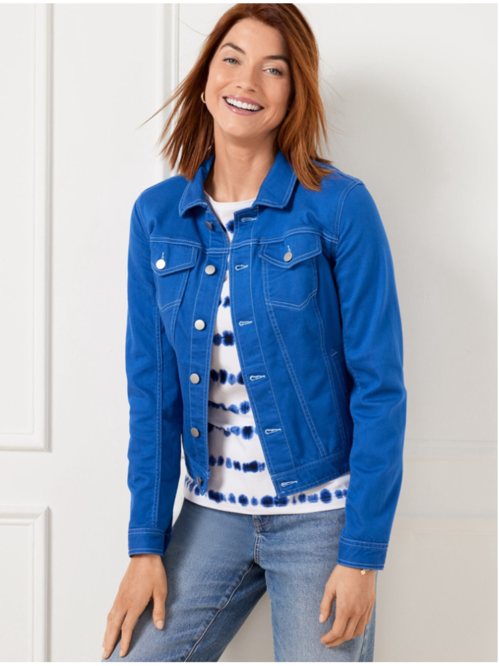 Talbots Classic Jean Jacket Size M Royal Blue